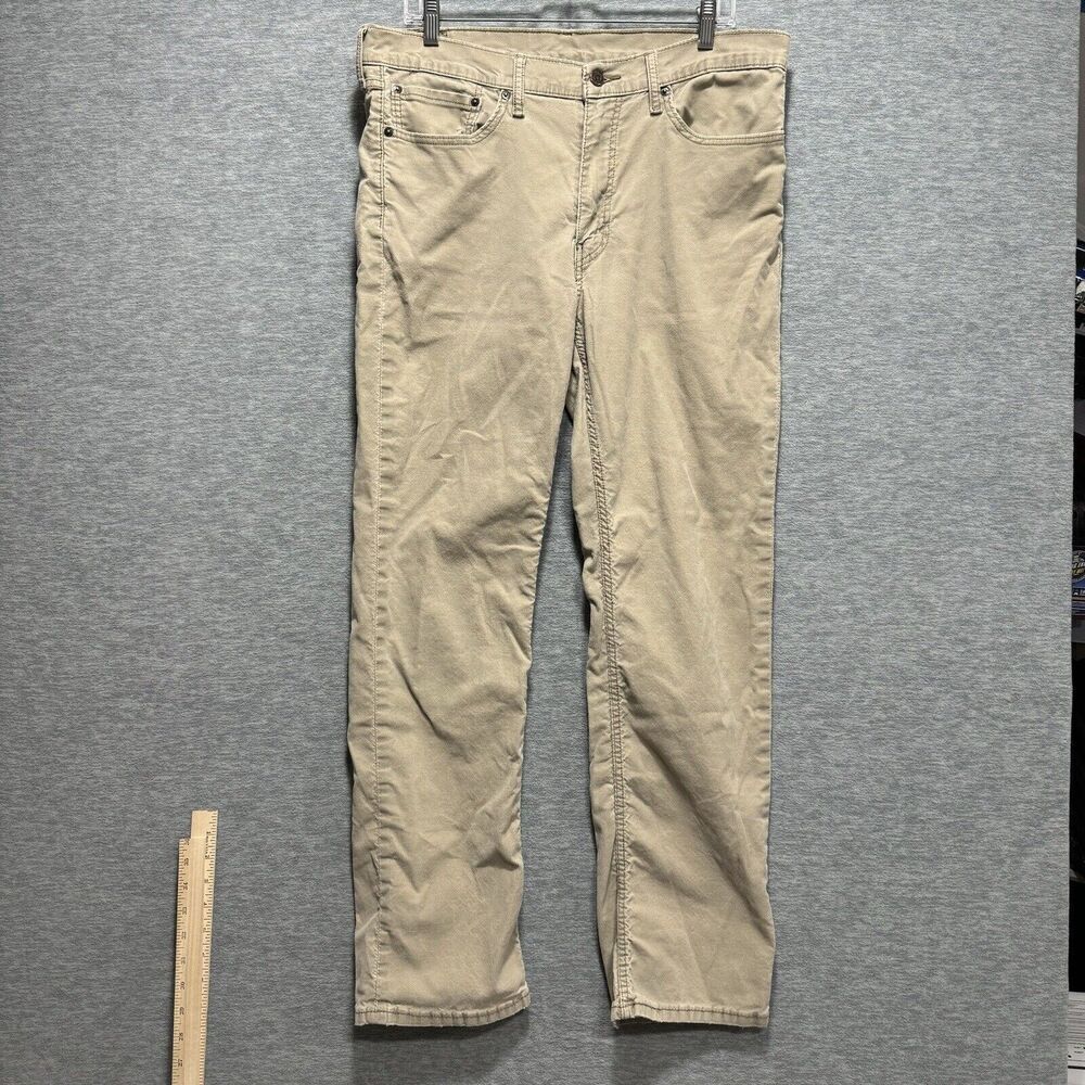 Levis 514 Corduroy Pants Mens 36x32 Brown Tan Flat Front Straight
